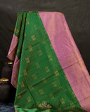 Kanjeevaram saree in a beautiful shade of green and pink