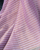 Organza saree in pink with contrast floral pallu