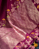 Banarasi Silk Saree in Wine color with a appliq work blouse