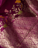 Banarasi Silk Saree in Wine color with a appliq work blouse