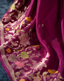 Banarasi Silk Saree in Wine color with a appliq work blouse