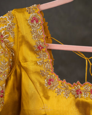 Stunning Kanjeevaram Tissue Saree in Golden Yellow
