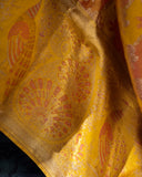 Stunning Kanjeevaram Tissue Saree in Golden Yellow