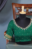 Mysore crepe silk Saree in Royal purple and green combo