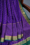Mysore crepe silk Saree in Royal purple and green combo