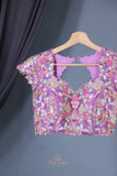 Gorgeous lavender tissue Saree with petite embroidered border
