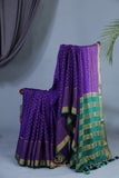 Mysore crepe silk Saree in Royal purple and green combo