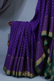 Mysore crepe silk Saree in Royal purple and green combo