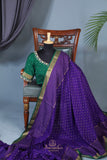 Mysore crepe silk Saree in Royal purple and green combo