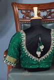 Mysore crepe silk Saree in Royal purple and green combo