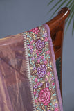 Gorgeous lavender tissue Saree with petite embroidered border