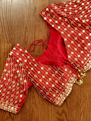 Red full work blouse