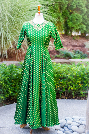Green long dress
