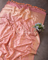 Peach Banarasi Silk saree with floral jaal design