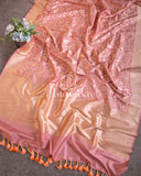 Peach Banarasi Silk saree with floral jaal design