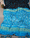 Black/Blue Pure Gaji Silk saree with bandini
