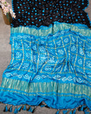 Black/Blue Pure Gaji Silk saree with bandini