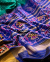 Blue/Green Pure silk bandini saree with patola border and pallu
