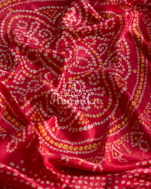 Red Bandini Saree with a Fusion concept Patola Blouse