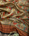 Kalamkari saree on Tussar Silk - paired with a lovely heavy thread work blouse