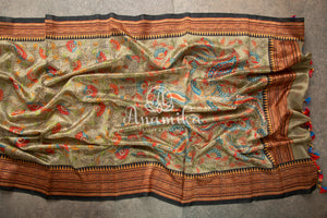 Kalamkari saree on Tussar Silk - paired with a lovely heavy thread work blouse
