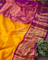 Yellow/Purple Kanchi kuppadam saree with contrast checkered blouse