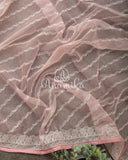 Pretty Pink Organza saree with beautiful net blouse with intricate hand embroidery