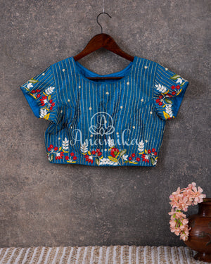 Pure silk Bandini with patola border - paired with a beautiful short sleeves handwork blouse