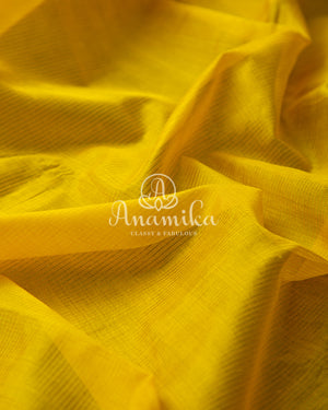 Pastel Yellow Blue Mangalagiri Silk saree with a pure silk floral blouse