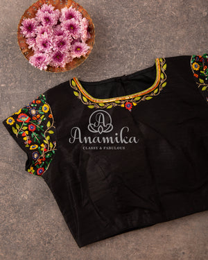 Kalamkari saree on Tussar Silk - paired with a lovely heavy thread work blouse