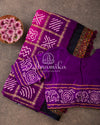 Purple/Pink shaded Gaji silk bandini with pichwai print pallu
