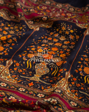 Purple/Pink shaded Gaji silk bandini with pichwai print pallu