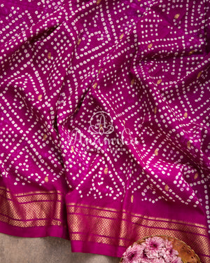 Purple Bandini Pure Silk saree with a lovely paithani border - purple pearl work blouse