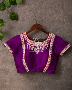 Purple Bandini Pure Silk saree with a lovely paithani border - purple pearl work blouse