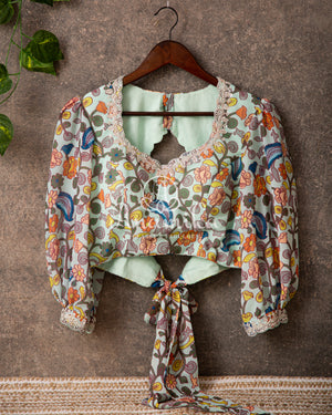 Kalamkari Georgette with a Kalamkari Blouse