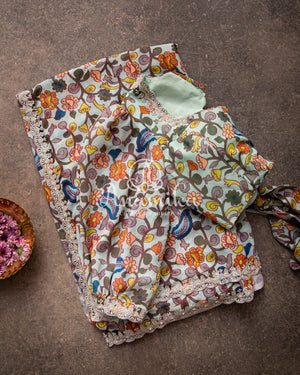 Kalamkari Georgette with a Kalamkari Blouse