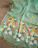 Mint Green Kora Jamdaani Saree with a beautiful Sequins Handwork Blouse