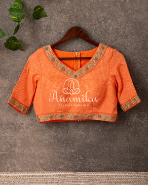 Mint Green Kora Jamdaani Saree with a beautiful Sequins Handwork Blouse