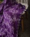 Purple Chiffon Crepe Saree with beautiful mirror work border