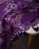 Purple Chiffon Crepe Saree with beautiful mirror work border