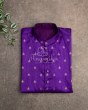 Purple Kurta with tiny zari woven buttis on silk base fabric