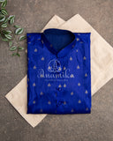 Dark Royal Blue Kurta with tiny zari woven buttis on silk base fabric