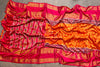 Orange Twill Ikkat saree with a beautiful kanchi border and pallu