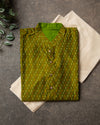 Ikkat Silk Kurta in a lively & rich leaf green color  2