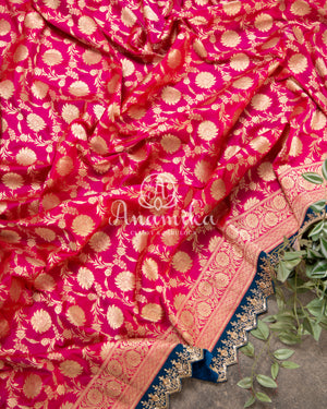Breathtaking Banarasis with contrast zardosi work border