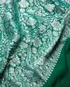 Forest Green Georgette Saree with Silver Buttis
