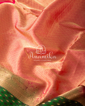 Green Kanchipattu saree with intricately designed work blouse