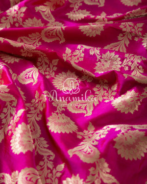 Breathtaking Banarasis with contrast zardosi work border - Pink & Purple