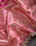 Breathtaking Banarasis with contrast zardosi work border - Pink & Purple