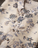 White base with grey floral print Kurta on rawsilk fabric